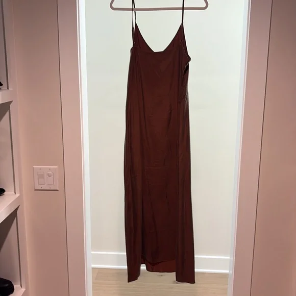 SOLD EUC Jenni Kayne Rip Slip Dress Sz L in limited edition brown - Picture 5 of 6